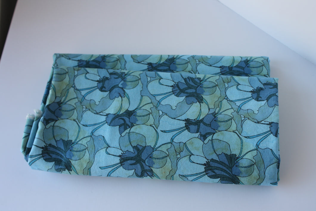 1 yard Blue tonal poppies fabric by Tim Coffey for Springs Creative Products Group