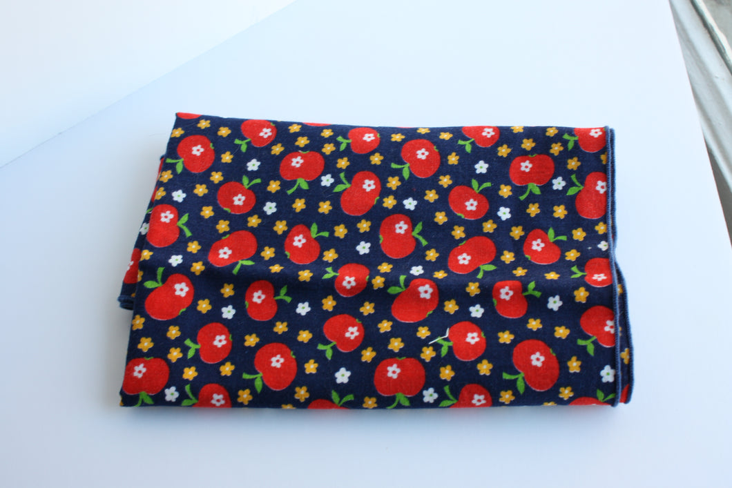 Set of 2 vintage cloth napkins in navy and red apple print