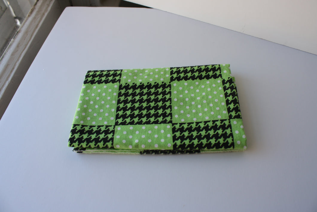 Fat 1/4 bright green houndstooth and polka dot fabric