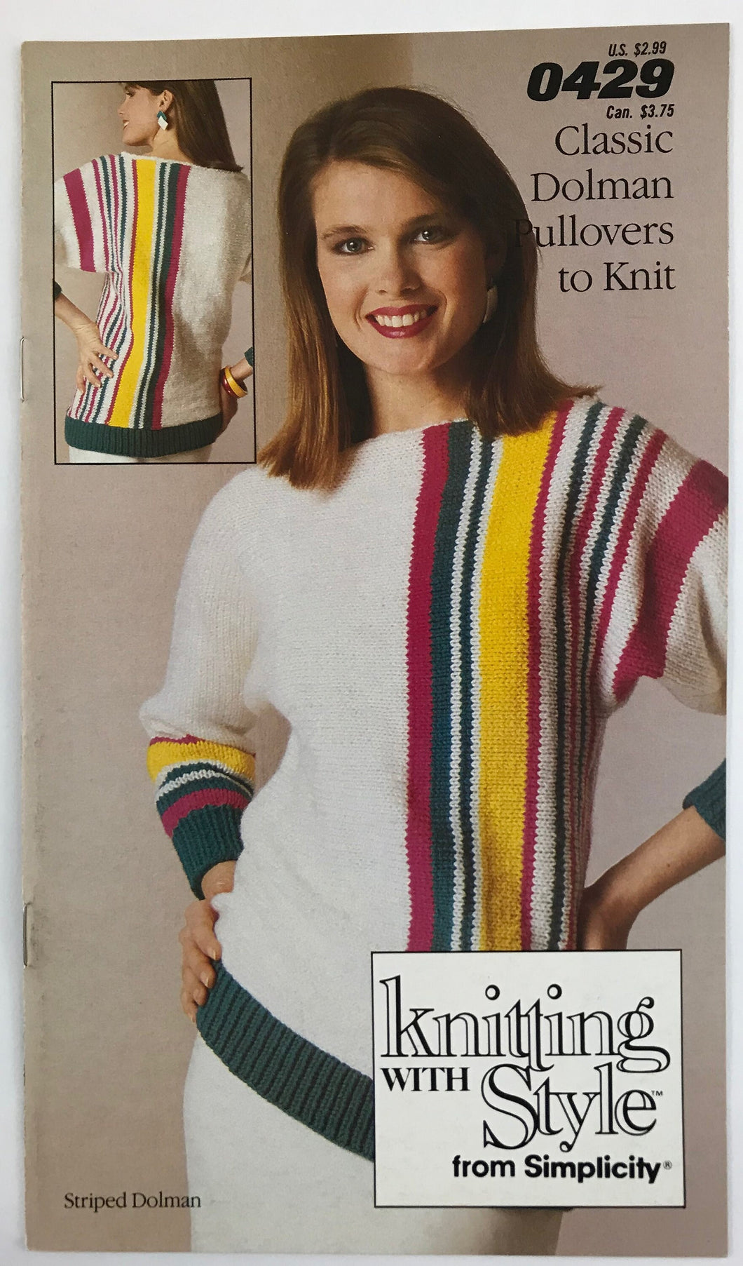 Vintage Knitting With Style From Simplicity Pattern Book: #429-Classic Dolman Pullovers to Knit