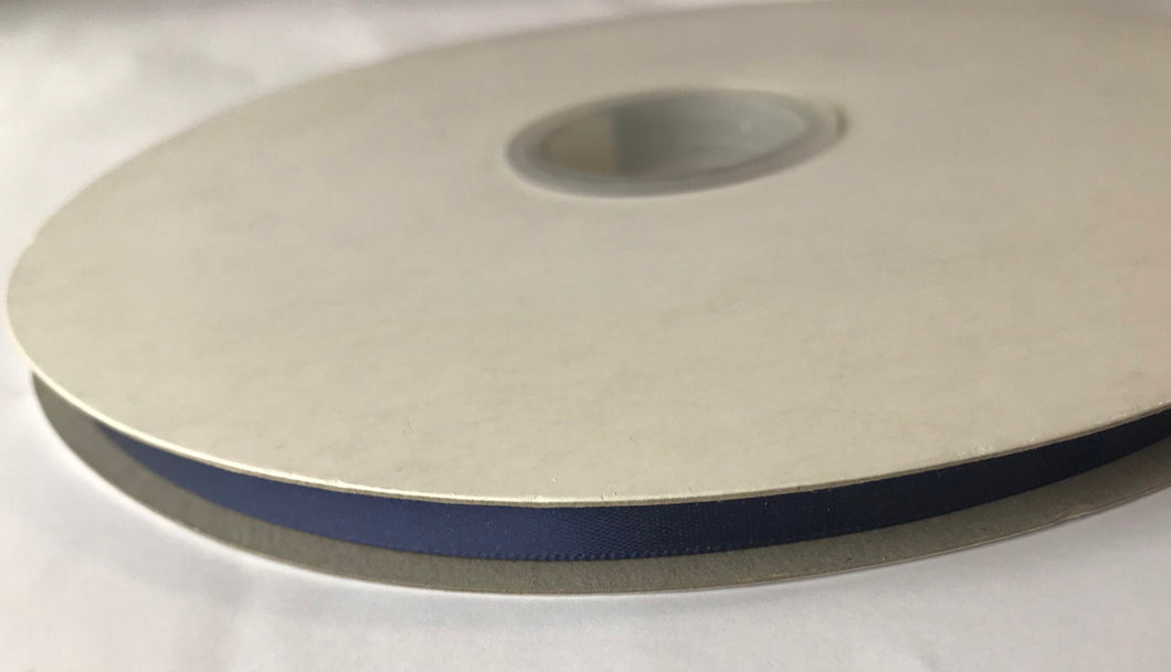 100 yard Spool of 1/4” Navy Single Face Satin Ribbon