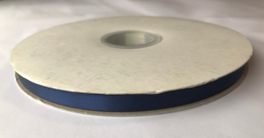 100 yard Spool of 3/8” Navy Single Face Satin Ribbon