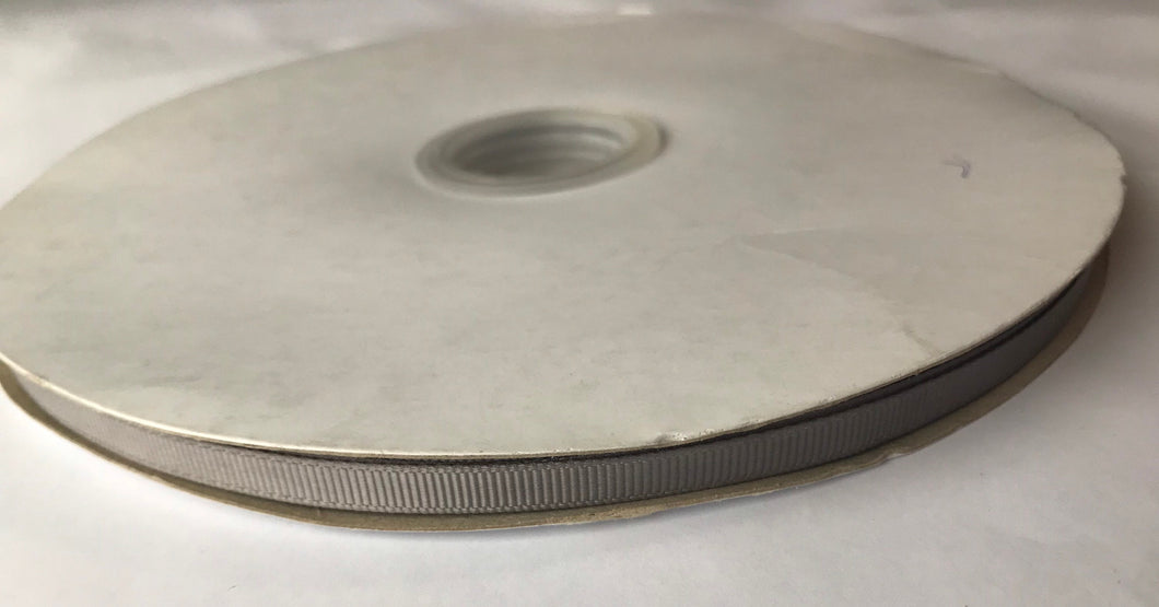 100 yard Spool of 1/4” Silver Grosgrain Ribbon