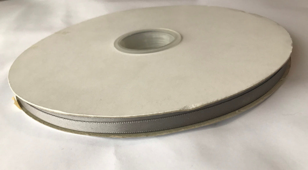 100 yard Spool of 1/4” Pewter Double Faced Satin Ribbon