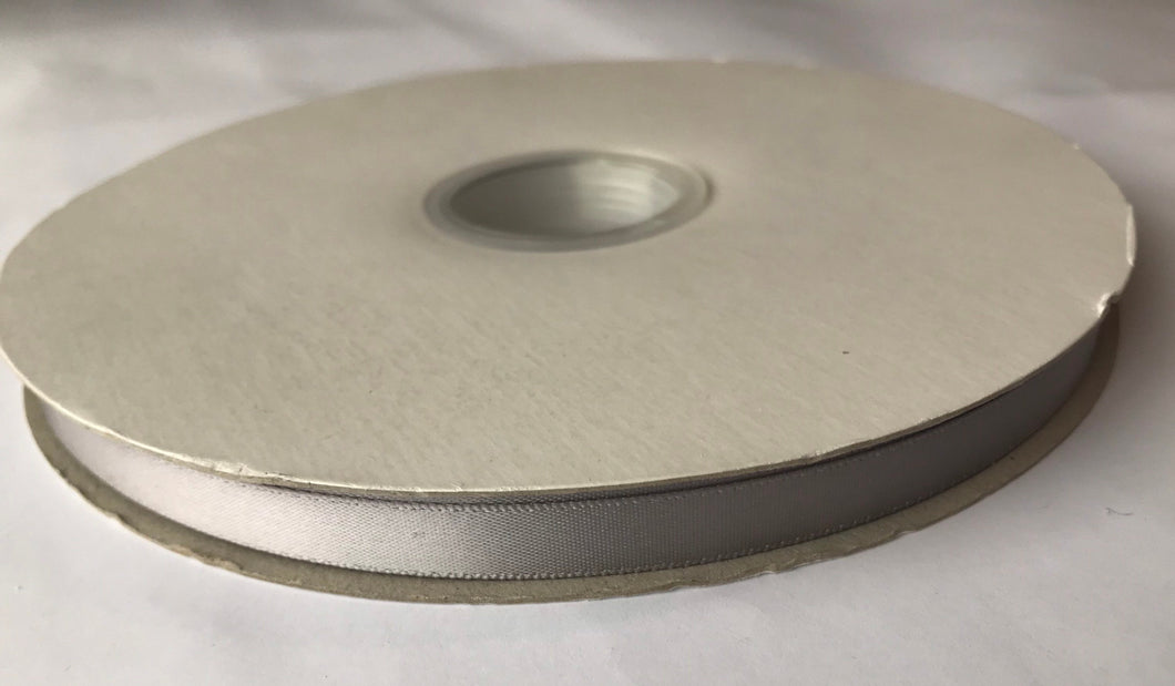 100 yard Spool of 3/8” Silver Single Face Satin Ribbon