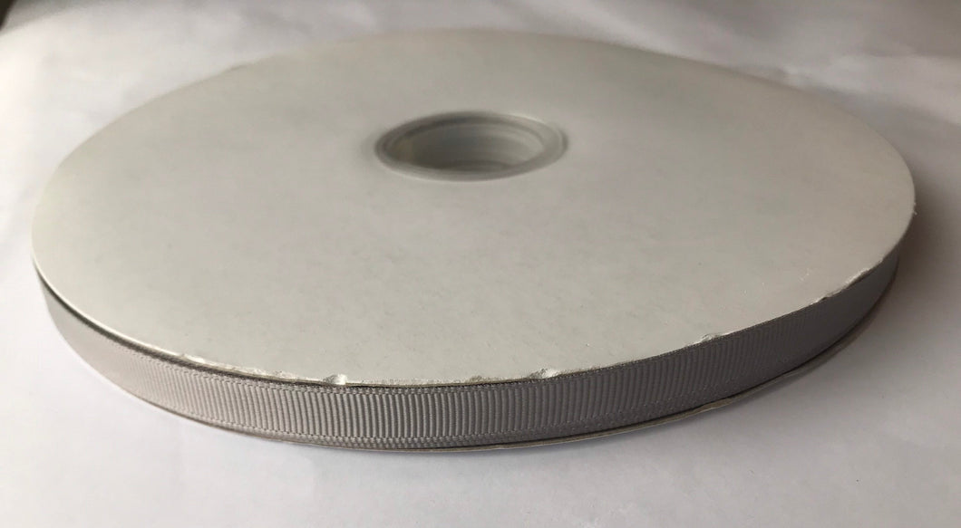 100 yard Spool of 3/8” Silver Grosgrain Ribbon